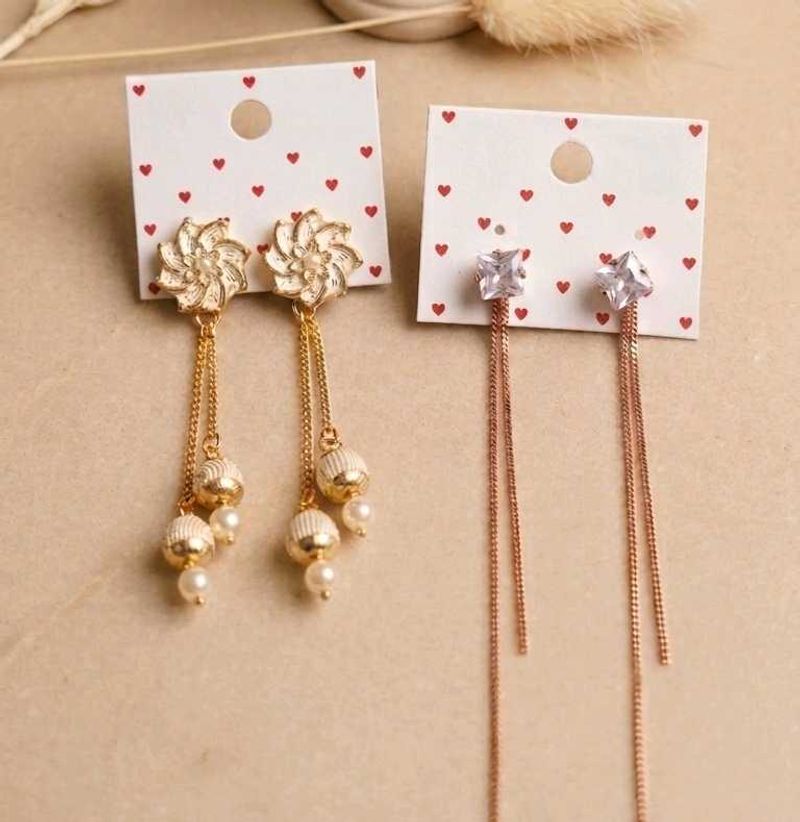 Floral Pearl &amp; Crystal Drop Earrings Set