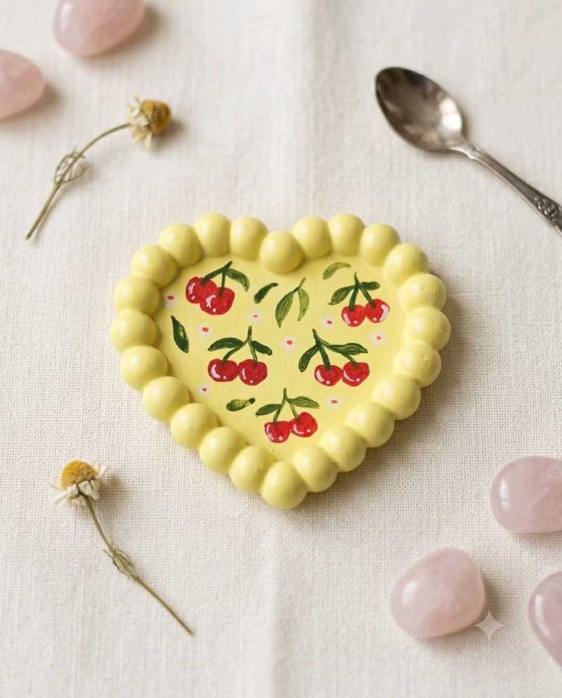 Cute Cherry Heart Trinket Dish