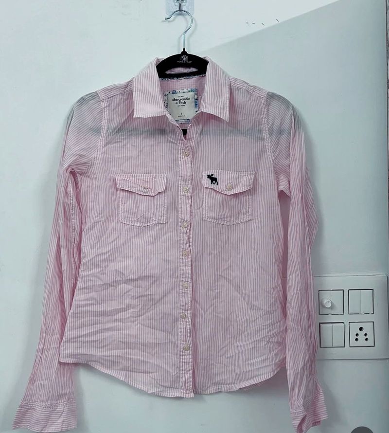 Abercrombie &amp; Fitch Pink Striped Button-Up Shirt