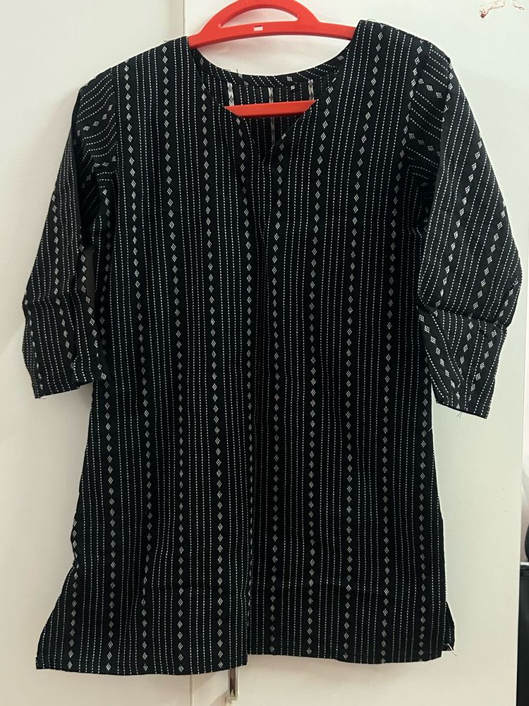 Black Striped Short Kurti