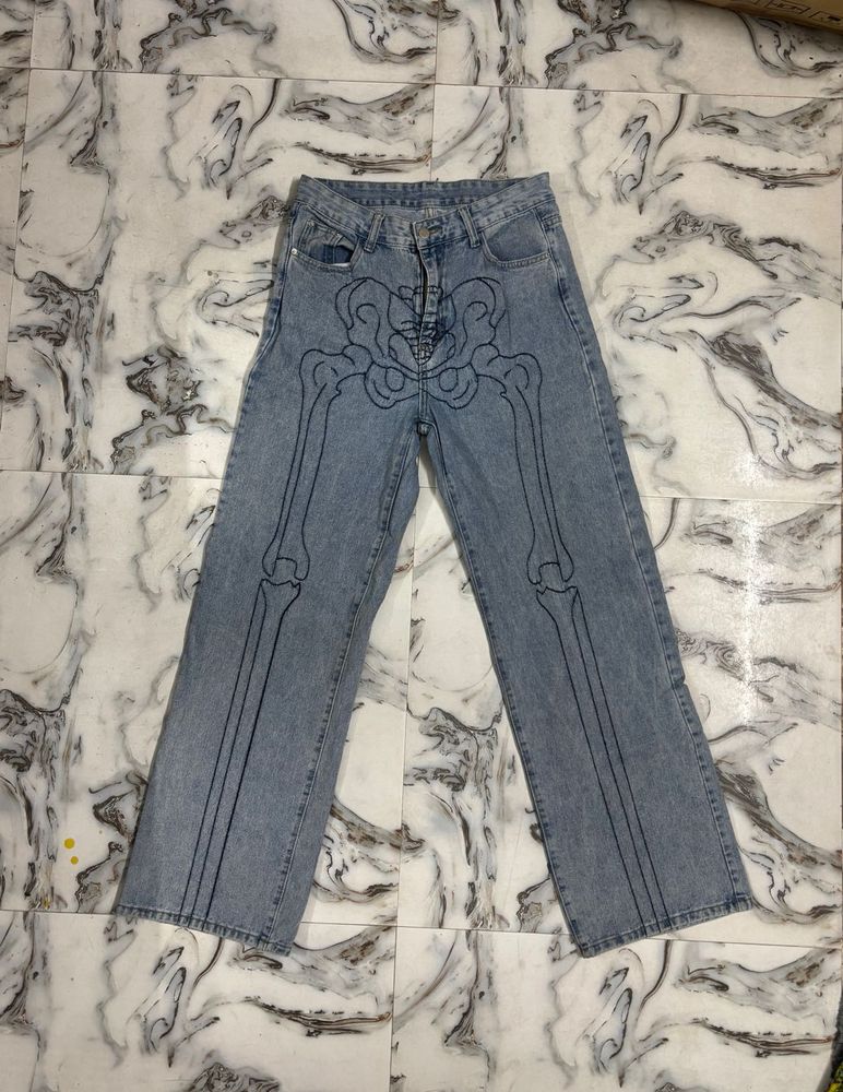 ‘’Aesthetic’’ Skeleton Print Jeans
