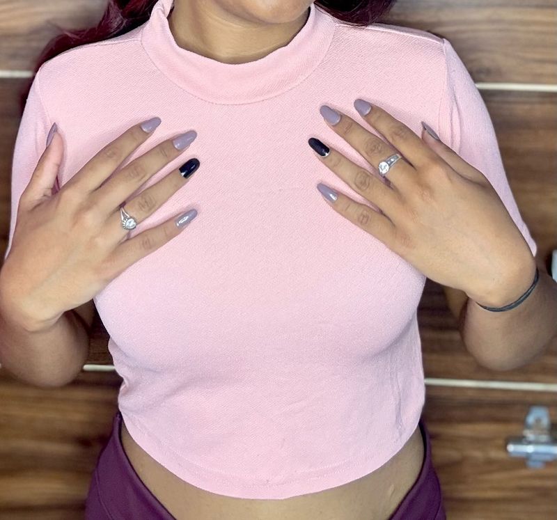 Pink Mock Neck Top