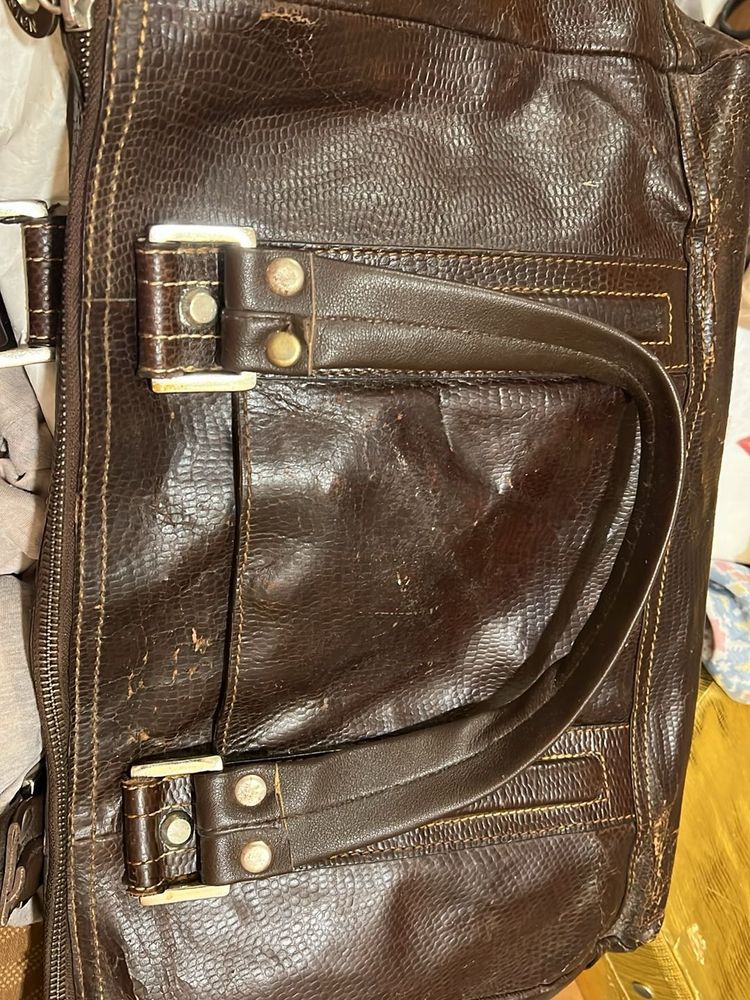 Vintage Brown Leather Hobo Bag