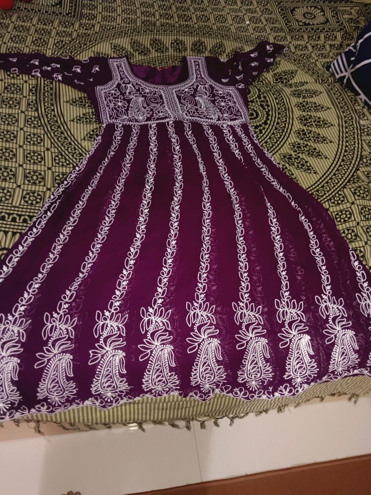 Chikankari A Line Kurti