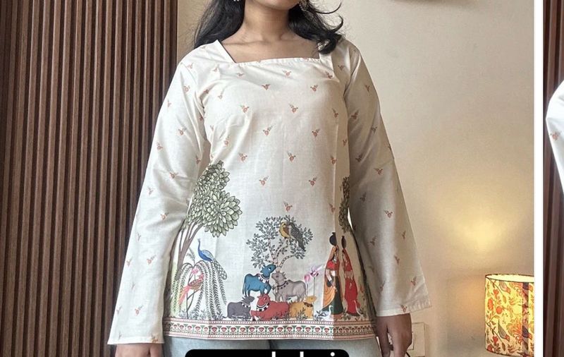 Cream Printed Kurta