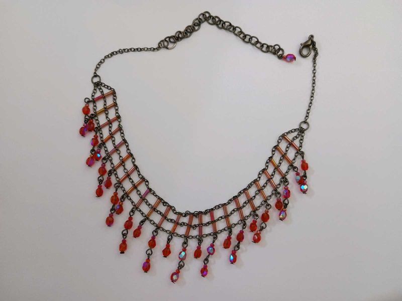 Elegant Red Beaded Choker Necklace