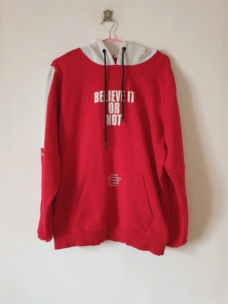 Red &amp; White Graphic Hoodie