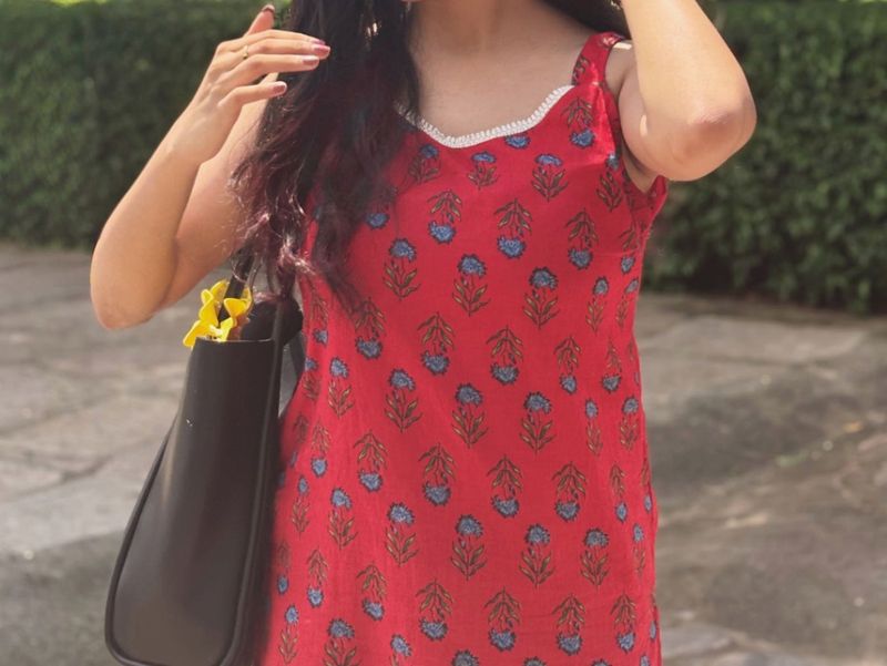 Red Printed Kurta