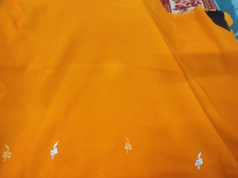 Simple Saree With Attached Blouse