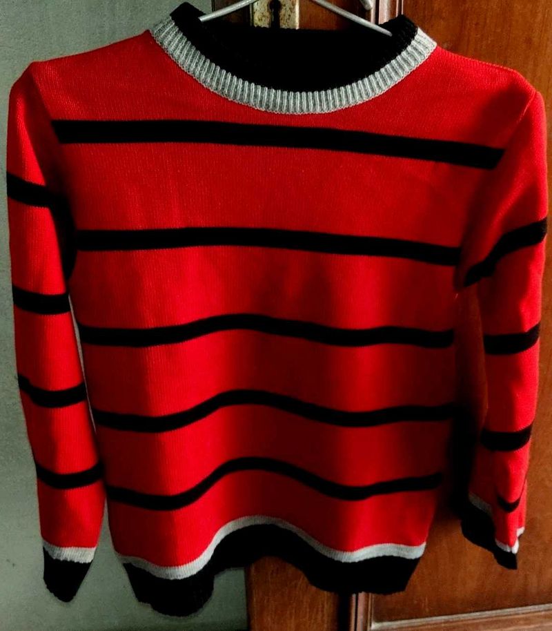 Striped Red Pullover Sweater