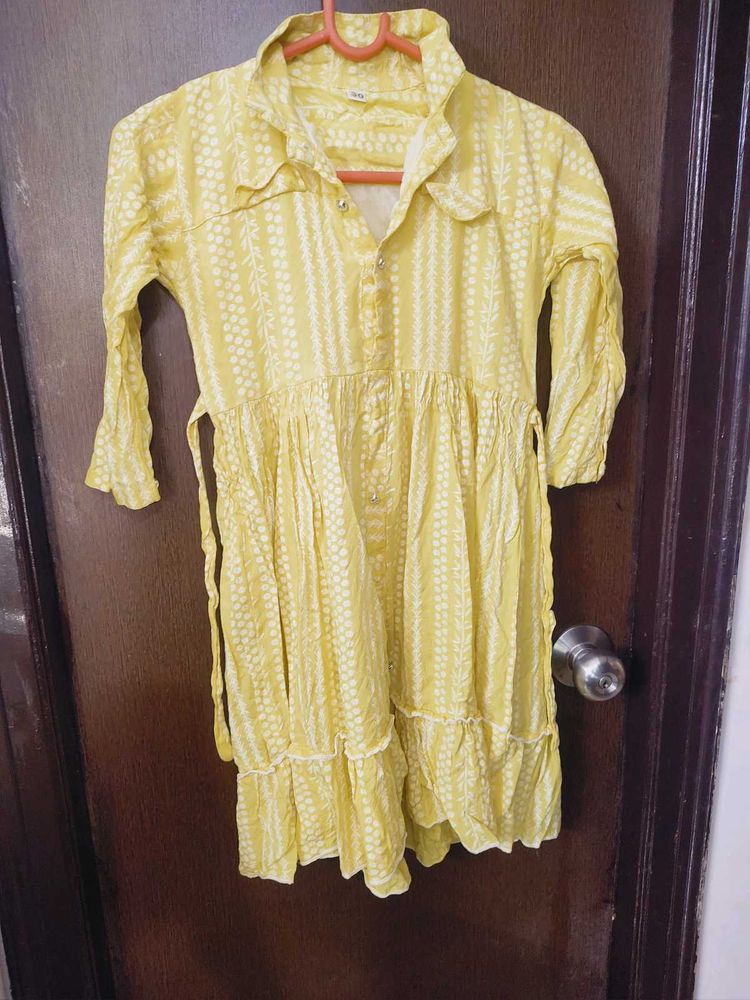 Yellow Printed Kurta