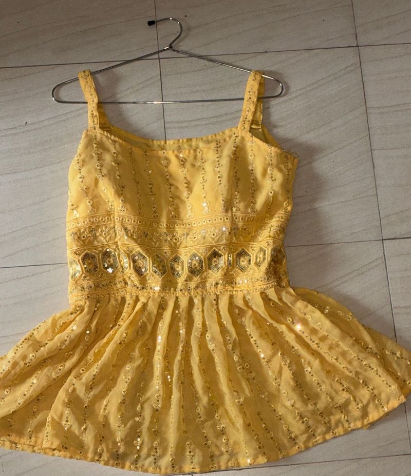 Yellow Embroidered Blouse &amp; Lehenga