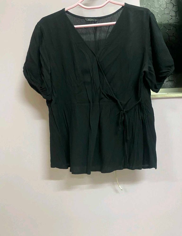Chic Black Wrap Top