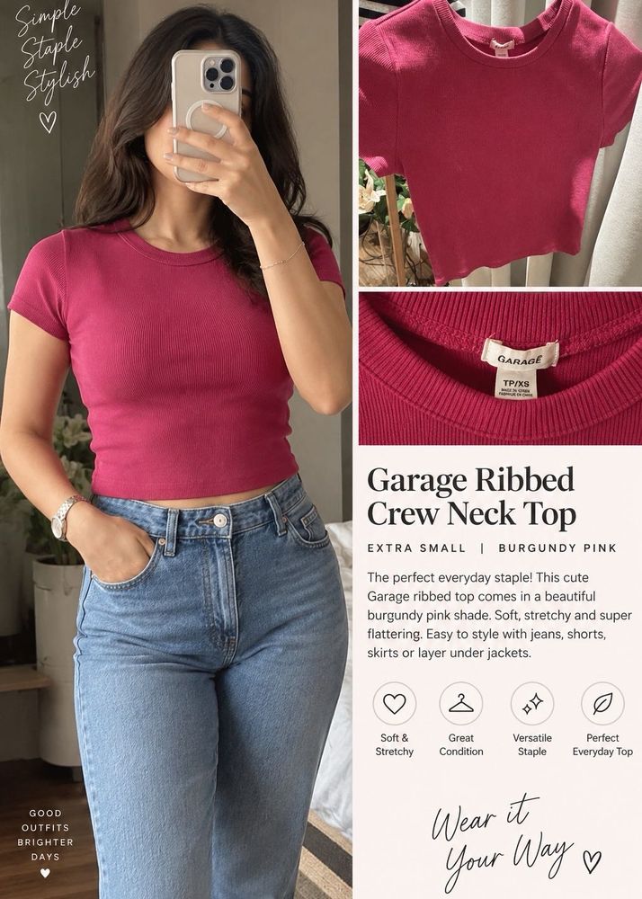 GARAGE Ribbed Crew Neck T-Shirt