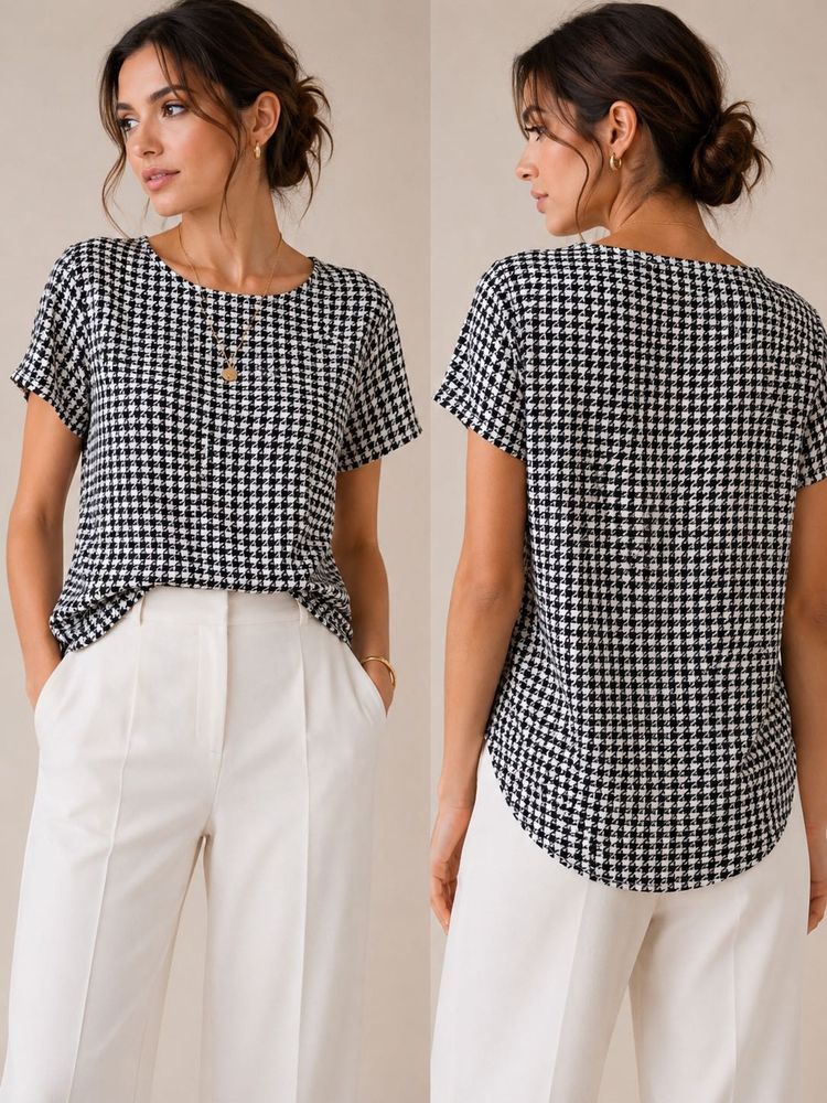 Chic Houndstooth Print Top