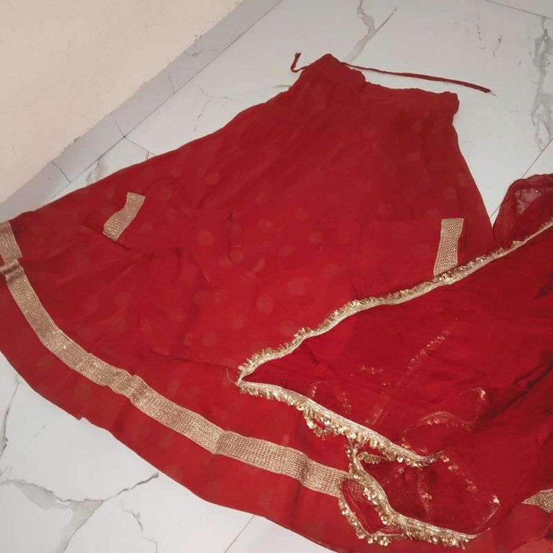 Red Lehenga with Golden Border
