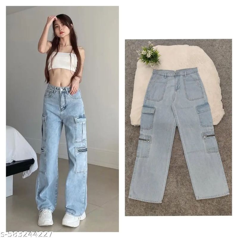 Light Wash Cargo Jeans