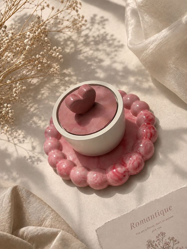 Heart Trinket jar with bubble coaster