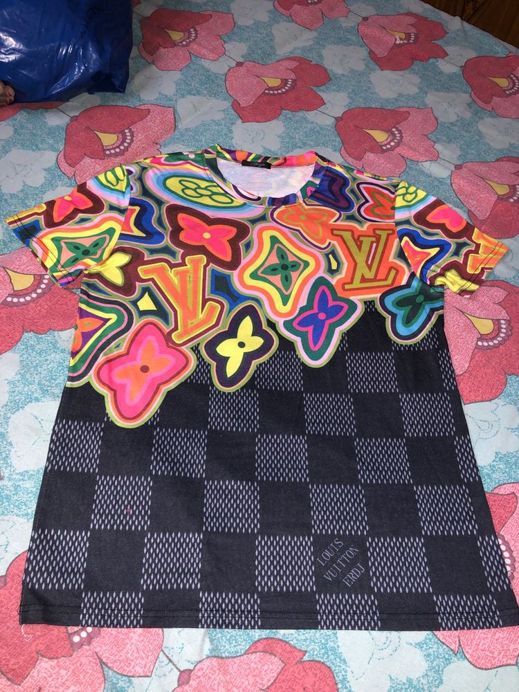 Vibrant LV Inspired Graphic T-Shirt