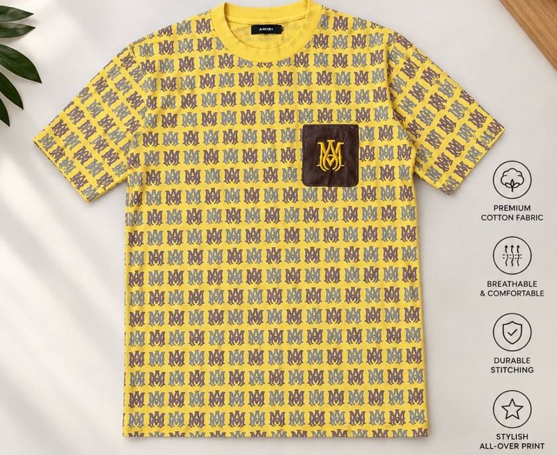 Yellow Printed Casual T-Shirt
