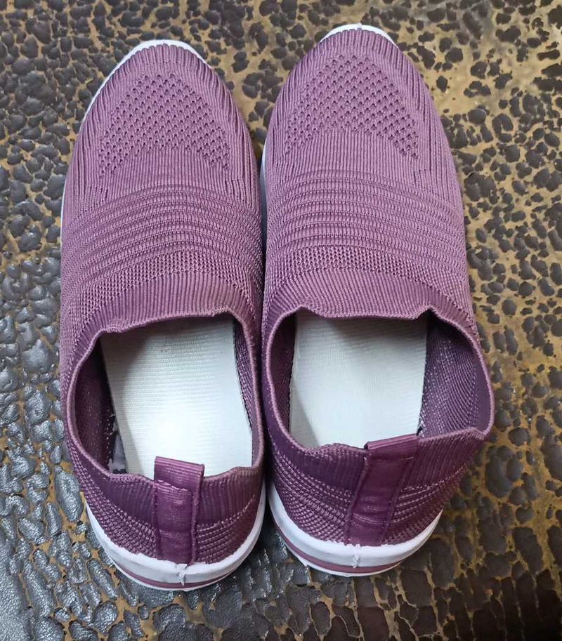 Purple Knit Slip-On Sneakers adjustable up to 5