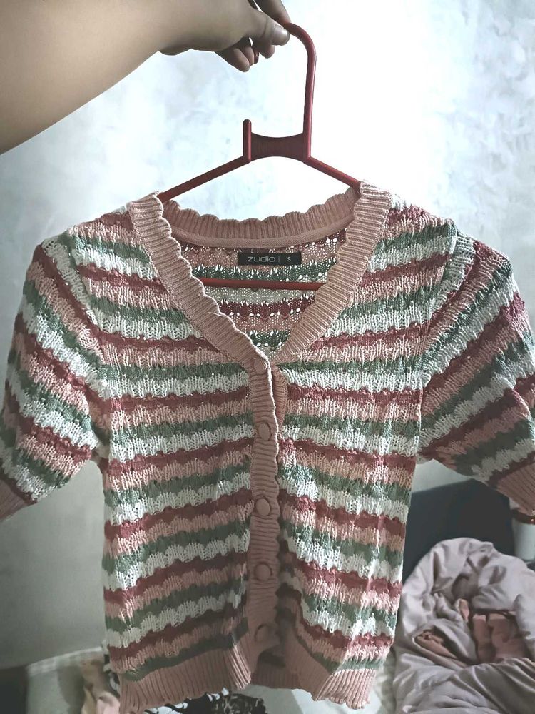 Chic Striped Knit Cardigan