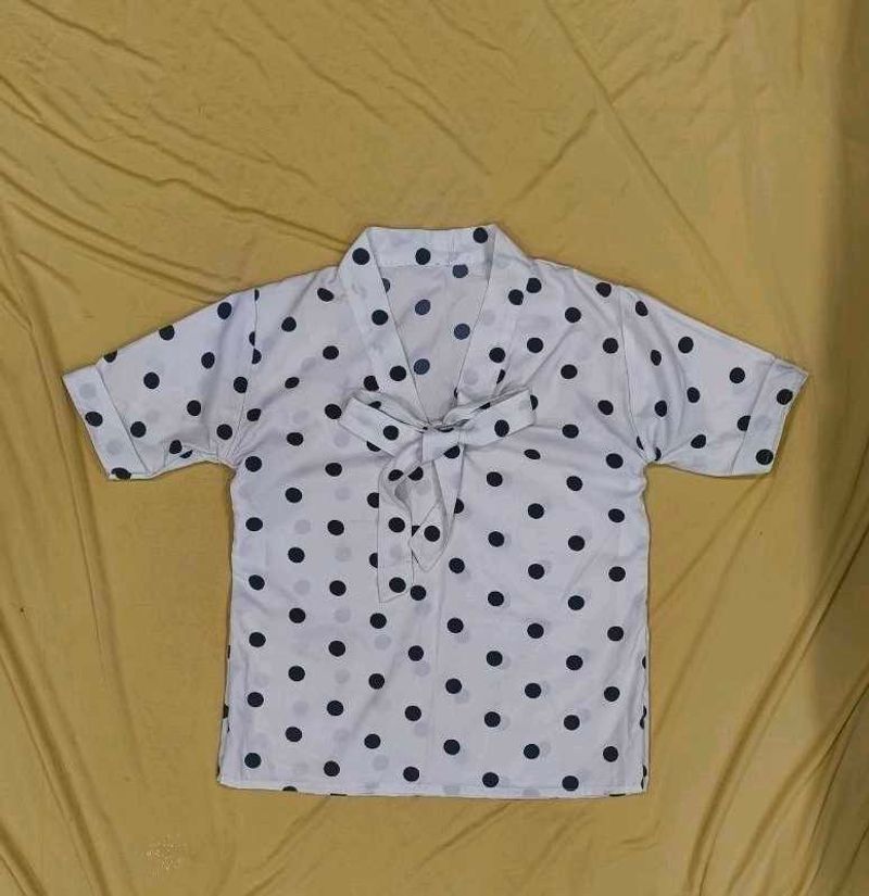 Polka Dot Tie-Neck Top