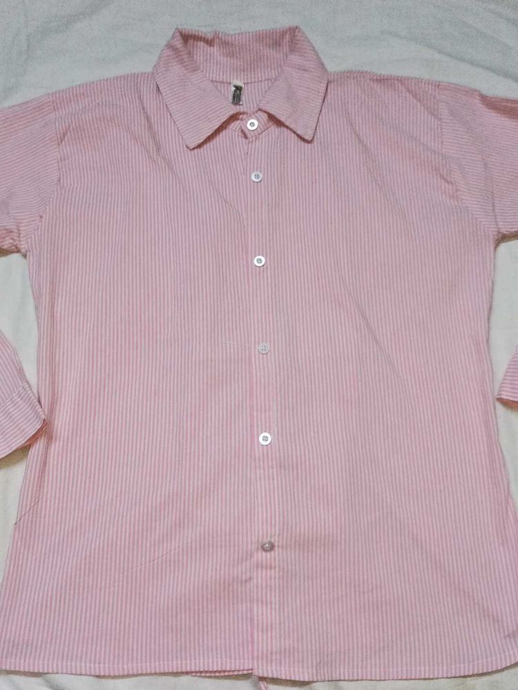 Pink Stripped Knotted shirt