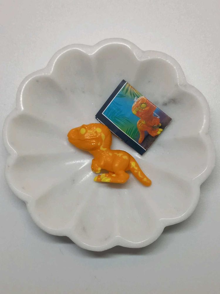 Orange Velociraptor Figure Kinder Joy Toy