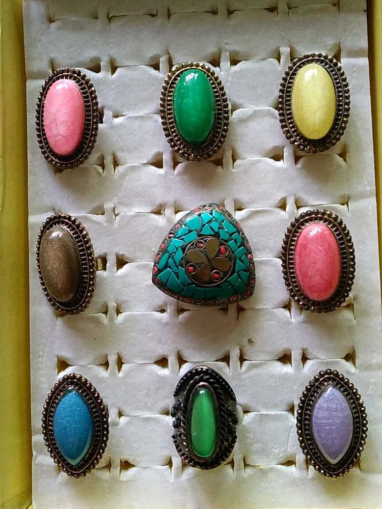 Boho Multi-Gemstone Ring Set