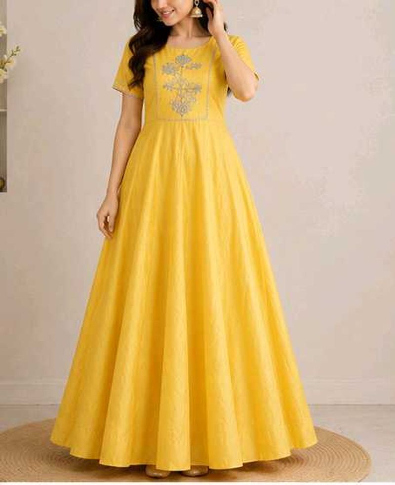floor touch yellow gown