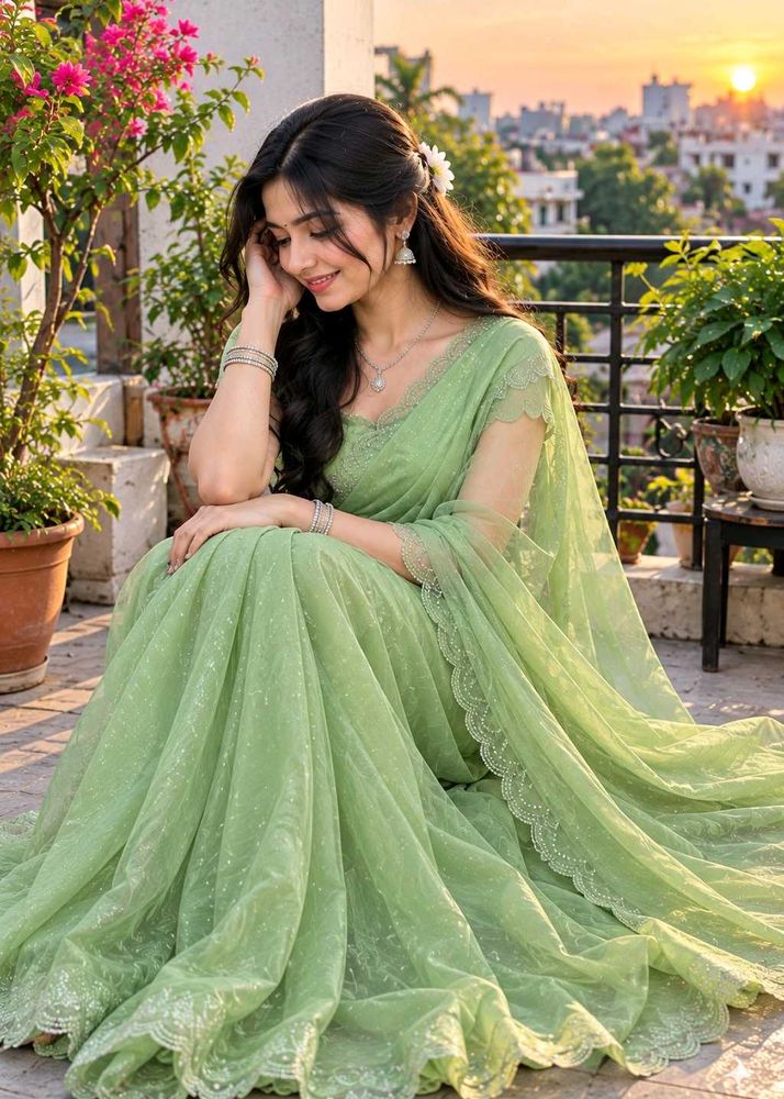 Elegant Light Green Saree