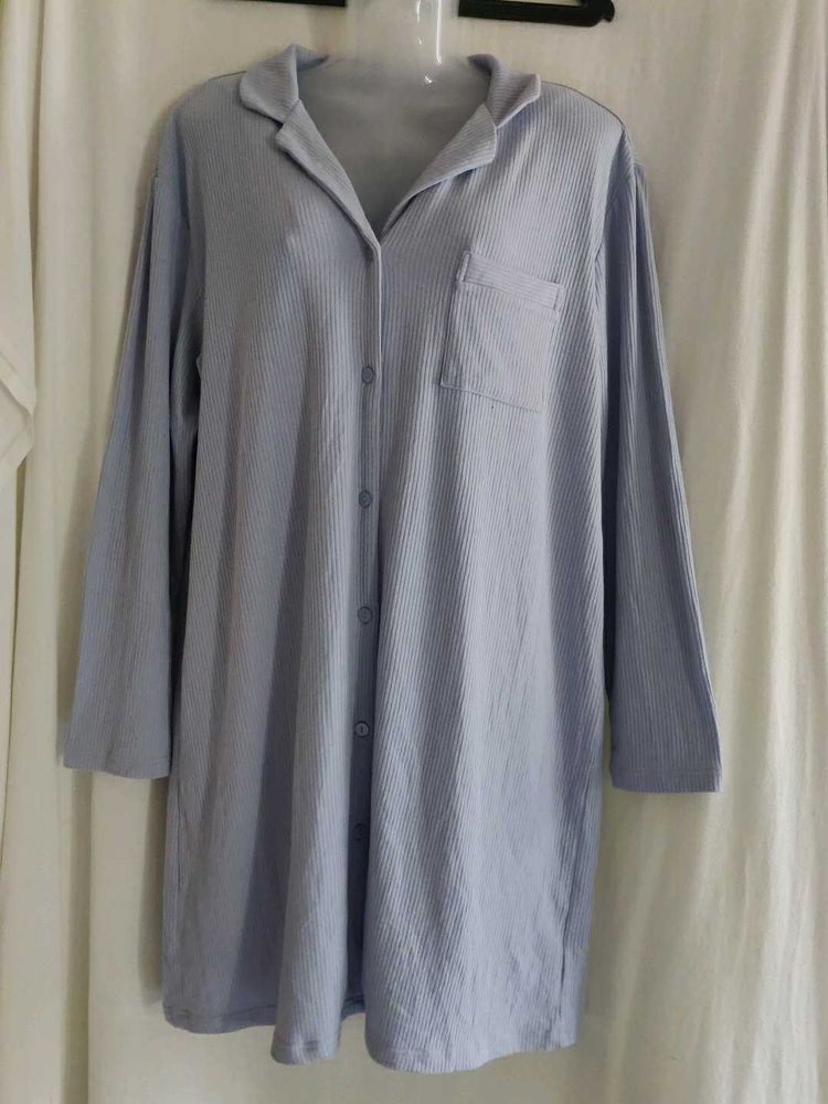 Soft Blue Striped Pajama Shirt