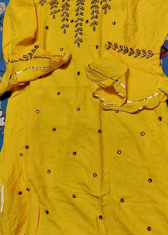 Beautiful Rayon Cotton Salwar Set For Haldi Ceremony