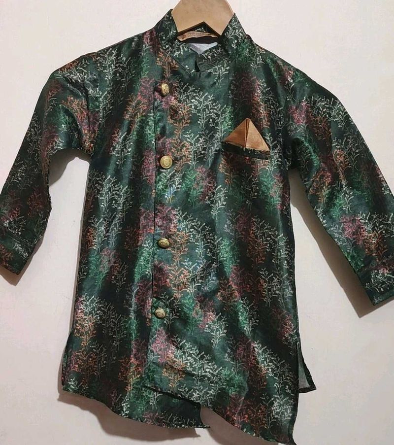 Green Kurta Pajama Floral Print For 3- 4 Year Boy