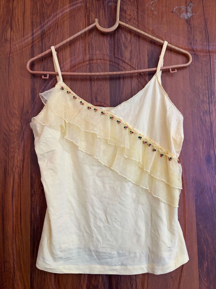 Yellow Ruffle Camisole Top