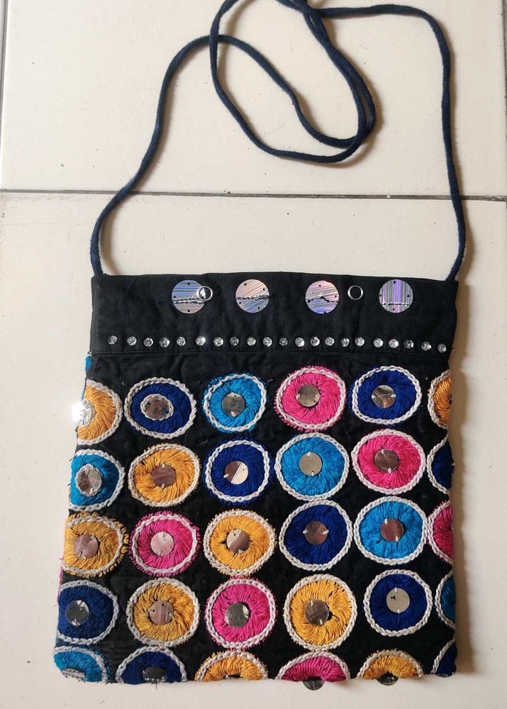 Boho Mirror Work Sling Bag