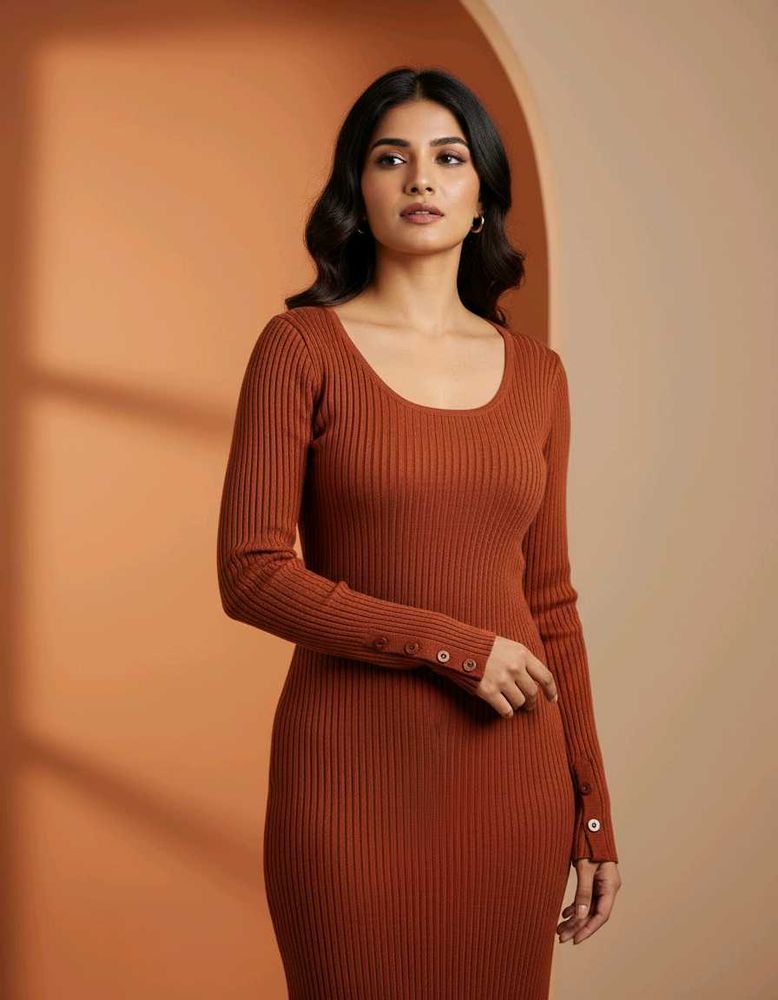 Ribbed Knit Midi Dress