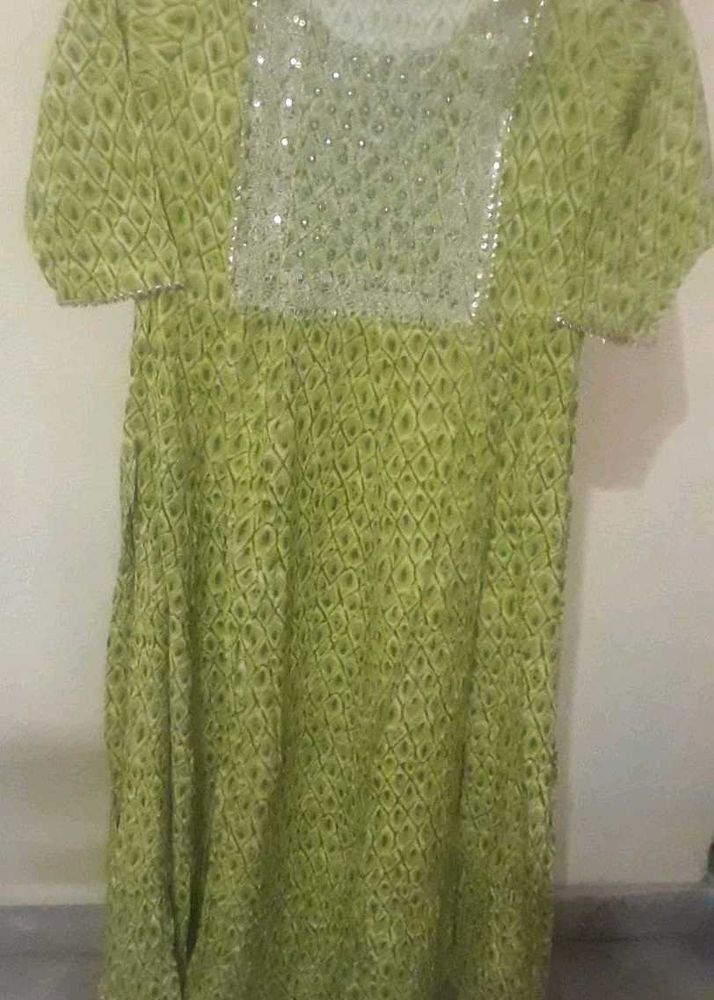 Elegant Green Embellished Ethnic kurti