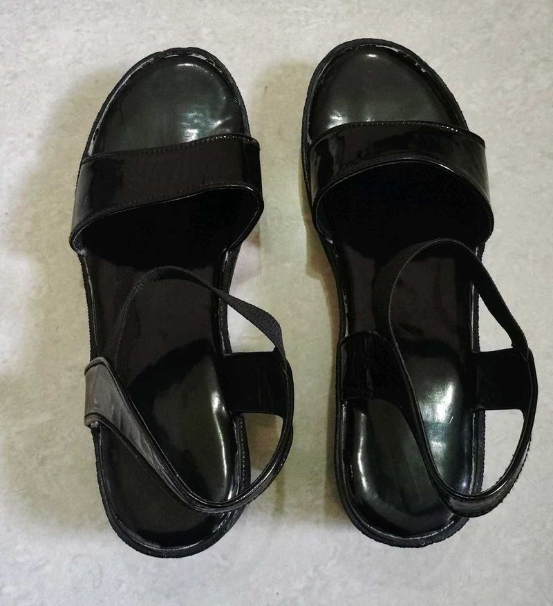 Black Patent Leather Sandals