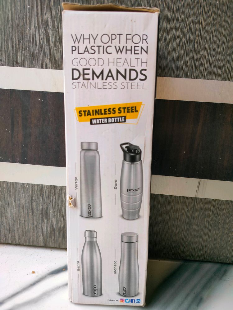 New Pack Pexpo Steel Water Bottle 2 Pc