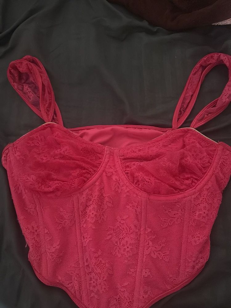 SALE‼️Elegant Lace Corset Top pink -korean brand