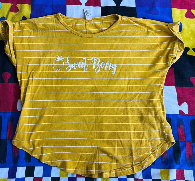 Yellow Striped "Sweet Berry" T-Shirt