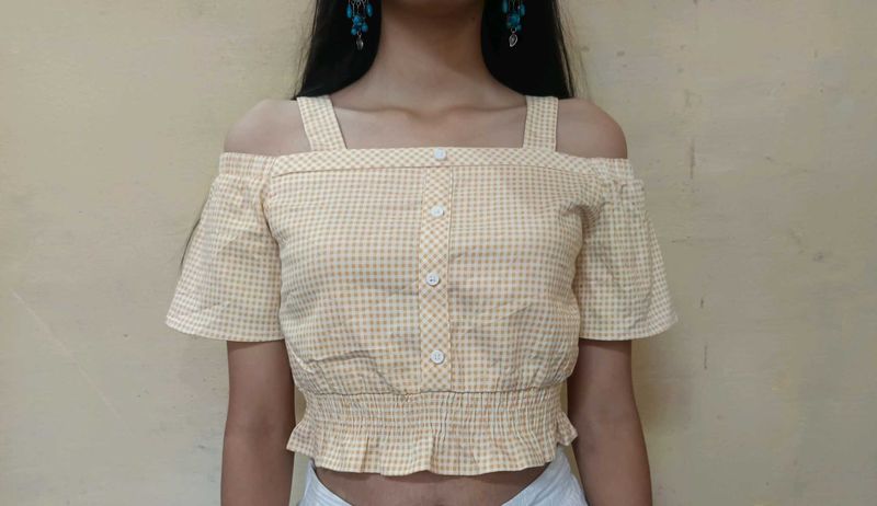 Cute Gingham Off-Shoulder Top