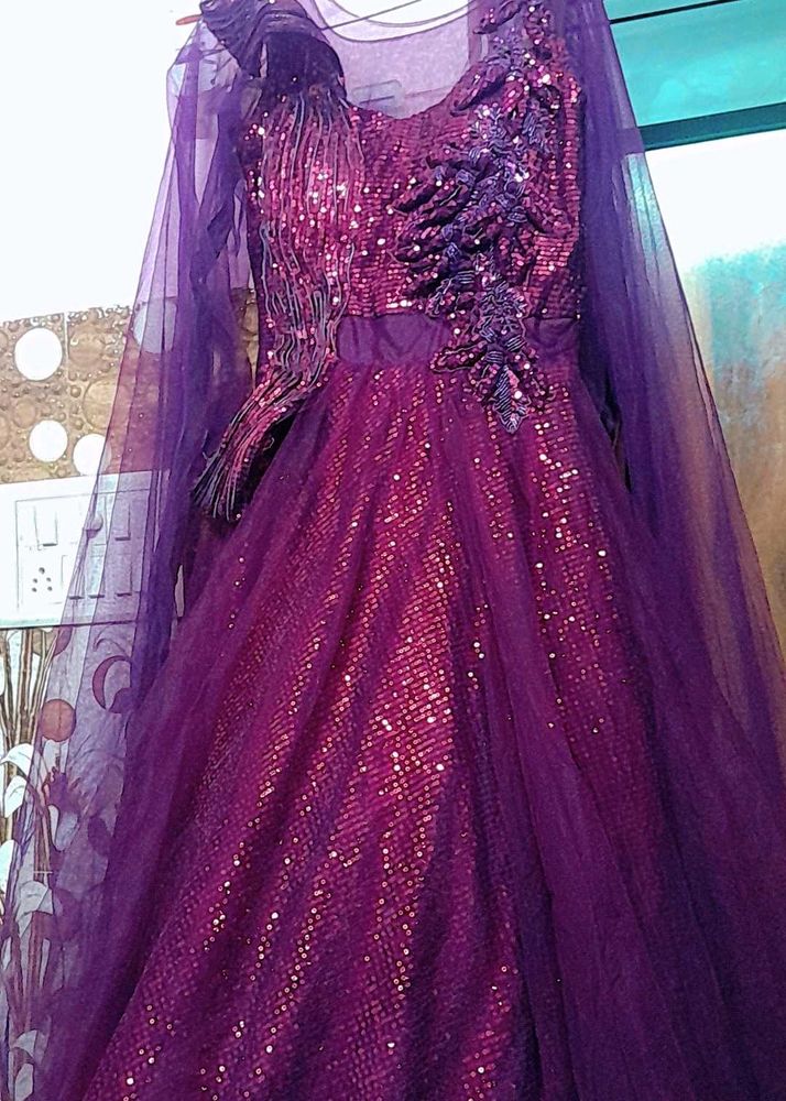 Elegant Purple Embellished Gown