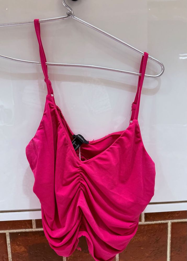 Hot Pink Ruched Cami Top