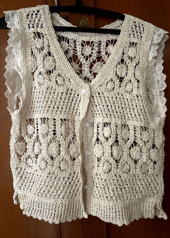 Boho Crochet Floral Vest