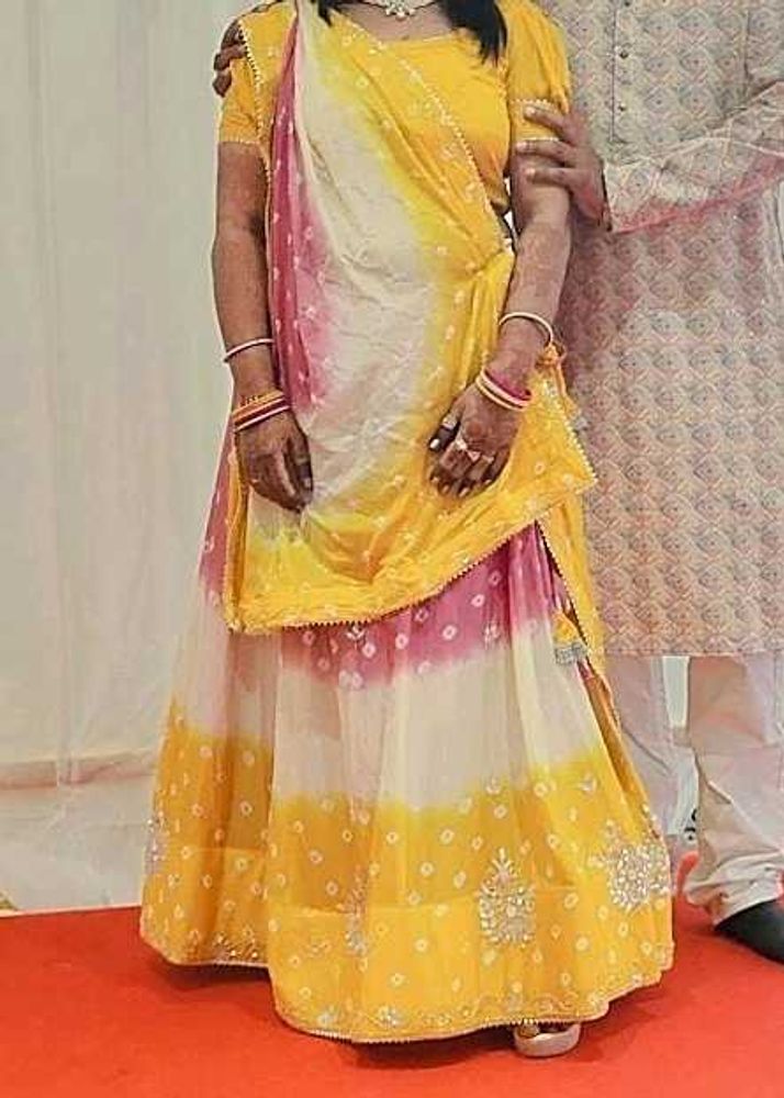 Vibrant Yellow Bandhani Lehenga Choli