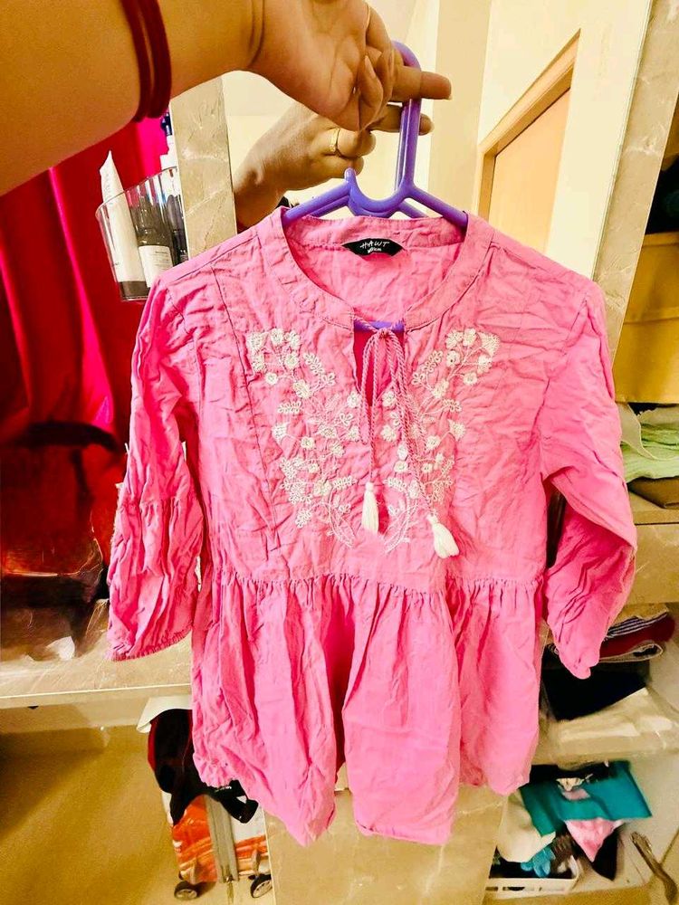 Pink Embroidered Kurta