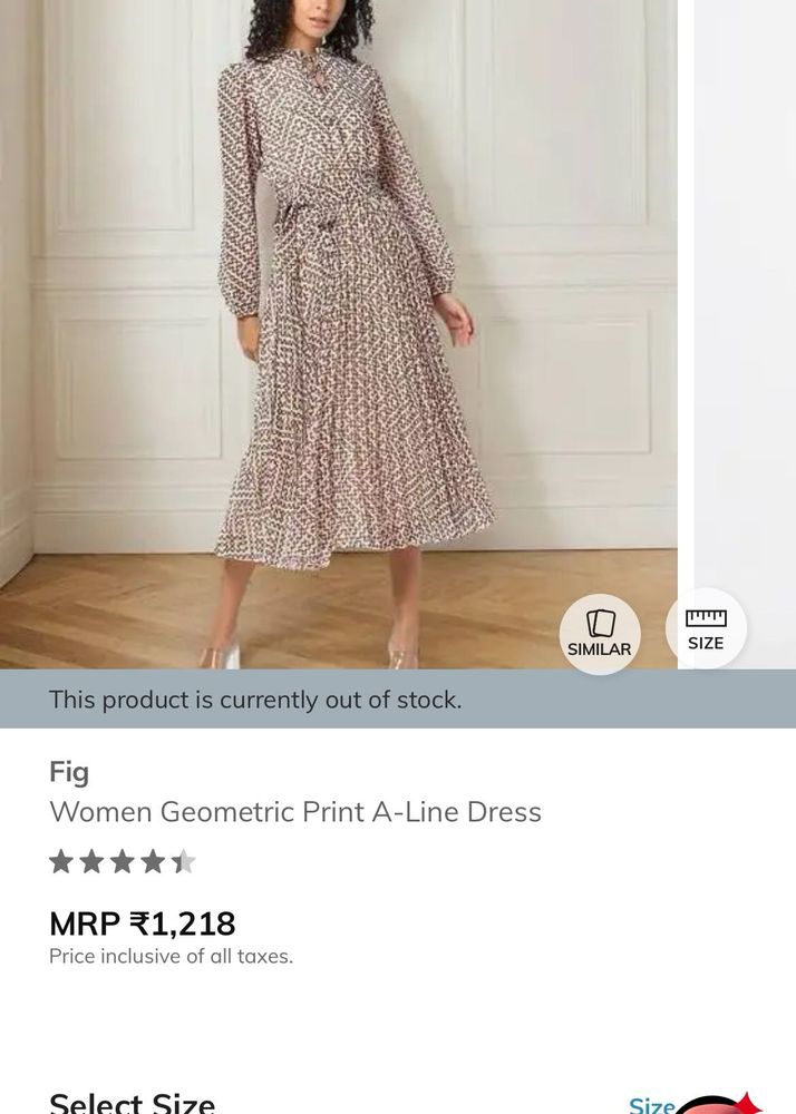Fig Geometric Print A-Line Dress